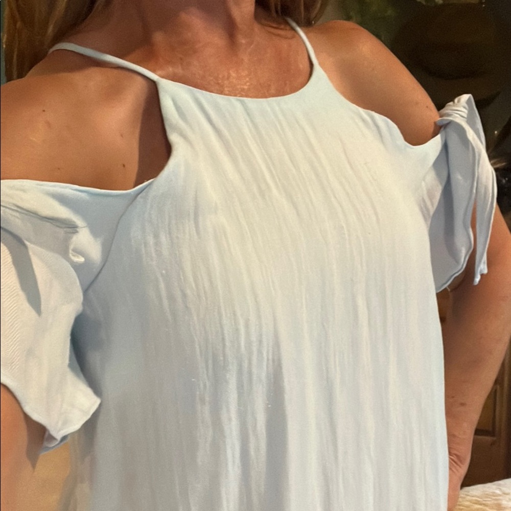 Chic Light Blue Off-Shoulder Dress